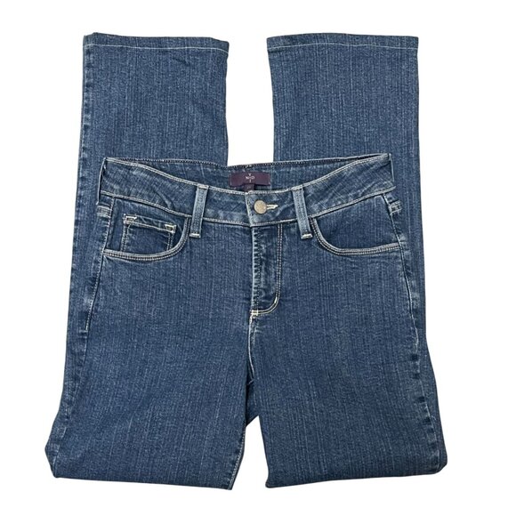 NYDJ  Embellished Pockets Straight Leg Blue Denim Jeans Size 2P NWOT - Picture 4 of 11